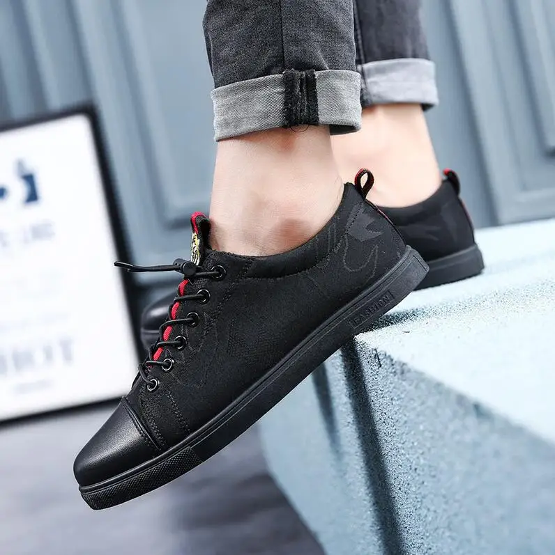 Мужская повседневная обувь для скейтбординга; кроссовки для отдыха на открытом воздухе; крутая уличная дышащая обувь для прогулок; обувь на плоской подошве; chaussure homme - Цвет: Black