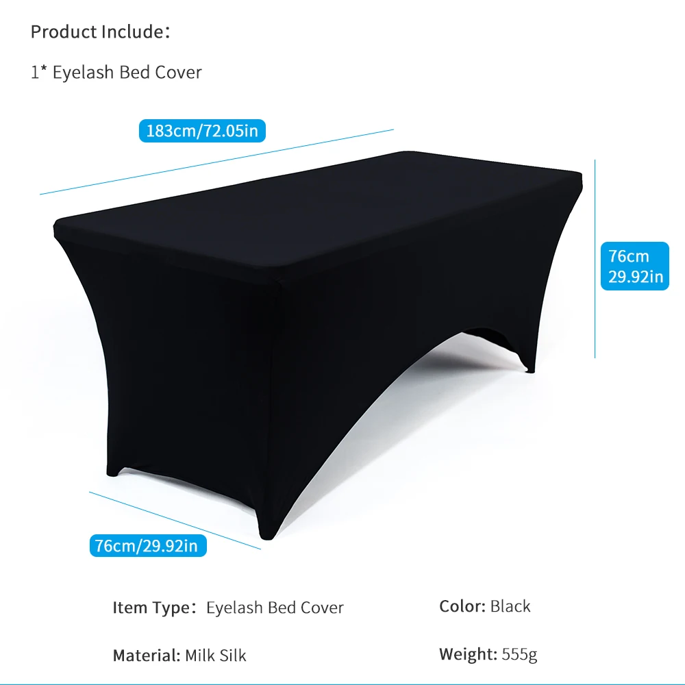 Professional Milk Silk Black Eyelash Bed Cover With Breathable Hole Comfortable Elastic Thick Bed Sheet For Beauty Salon Bed Use