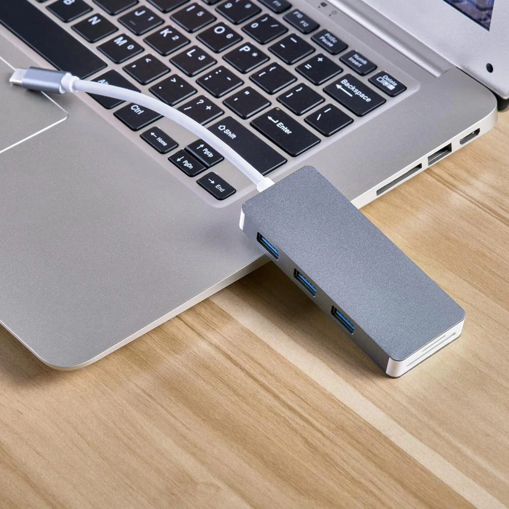 MagiDeal USB C Hub w/3*USB3.0 2*Card Slot Type-C Card Reader for TF 5 Port Type C Combo Hub