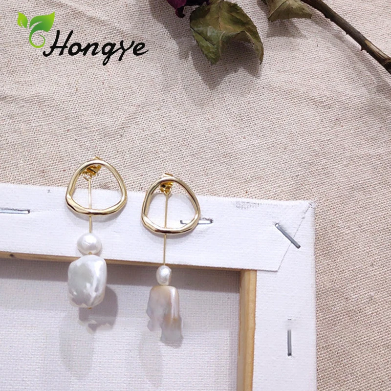 

Ladies Trendy Baroque Pearl Earrings for Women Silver 925 Ear Jewelry Romantic Wedding Party Metal Earrings Female Brincos