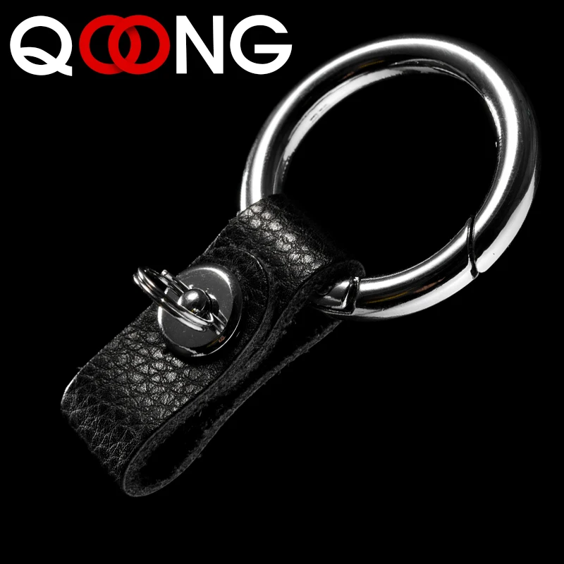 QOONG Высококачественный ручной брелок из натуральной кожи металлические брелки