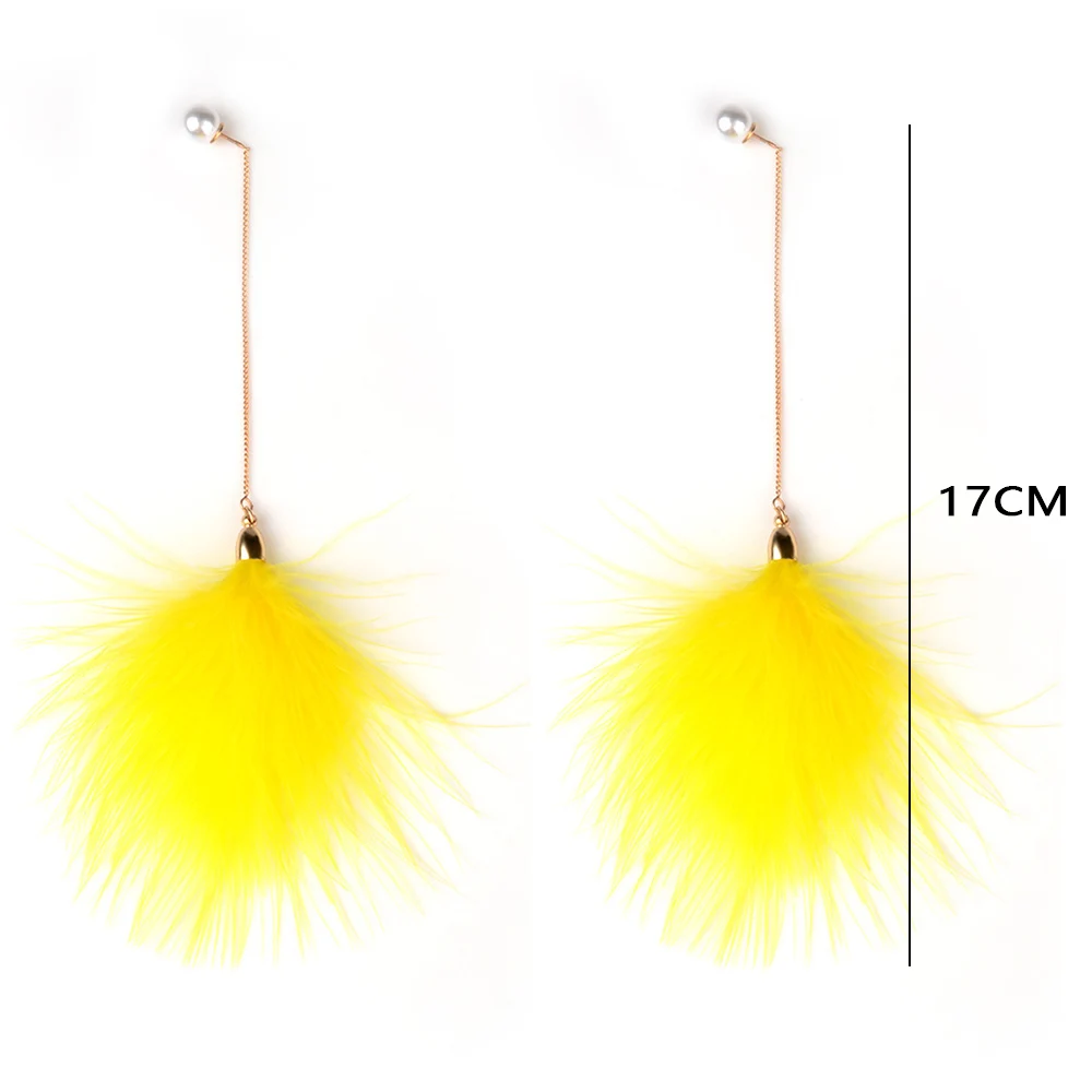 Feather Earrings Pearl Chain Long Dangle Drop Wedding Party Jewelry Gift Women LFPU Boho