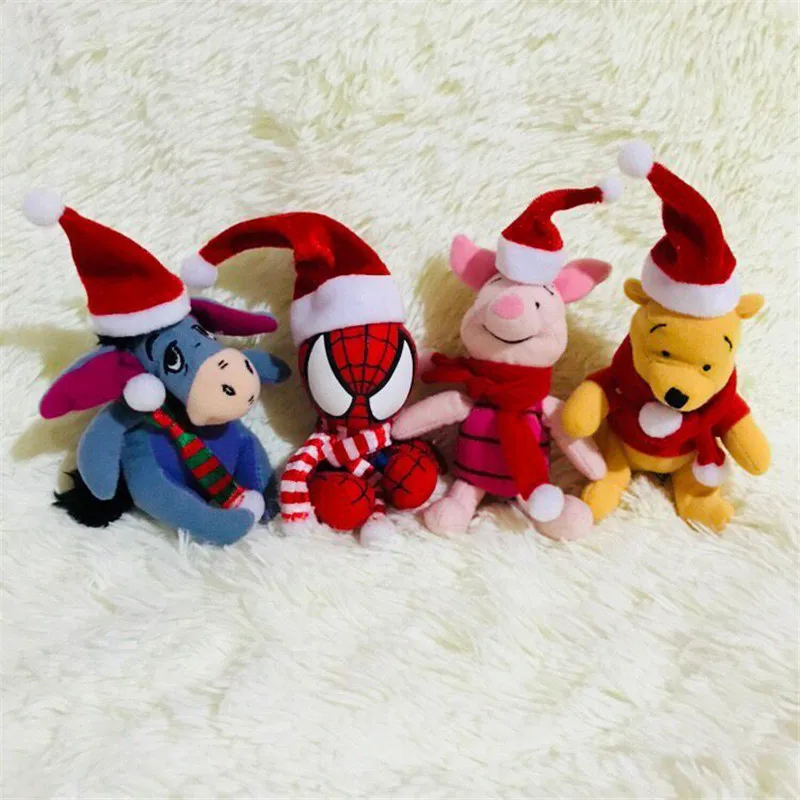 

1pieces/lot 10cm Q version plush Christmas spider man eeyore piglet doll toys Children's toys Christmas ornament gift