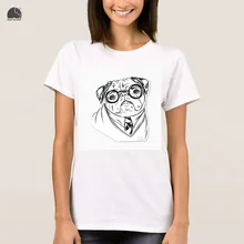 EnjoytheSpirit 2017 Summer Female T-shirt Funny Print Dog with Glasses Round Neck Solid T Shirt Summer Short Sleeve Tops