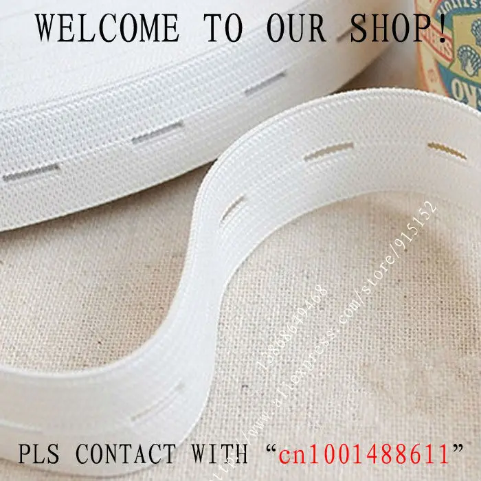

Free shipping The thicken 30mm Width white Elastic Tape Button Hole Elastic Stretch Webbing Maternity belt 16 Yards/lot