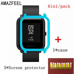 AMAZFEEL с 5 шт. защита экрана полностью закрытый блеск чехлы для Xiaomi Amazfit Bip для Huami умные защитные аксессуары