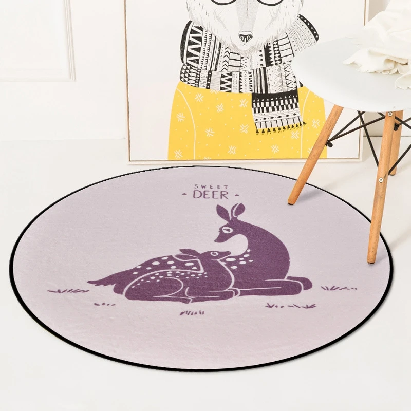 Nordic Sweet Deers Round Carpets For Living Room Bedroom Chair Area Rugs Children Room Play Tent Kids Soft Floor Mat Carpet Rug Nordic Sweet Deers Round Carpets For Living Room Bedroom Chair Area Rugs Children Room Play Tent Kids Soft Floor Mat Carpet Rug