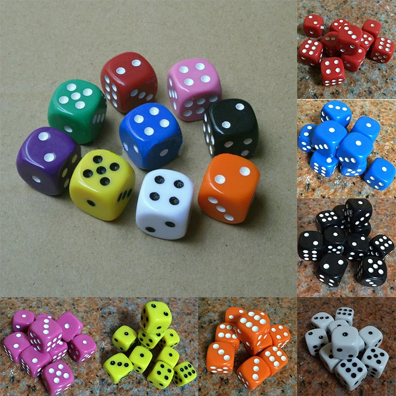 10x Green Yellow Dices D6 Six Sided 16mm D6 for MTG RPG Table Board Game Toy 