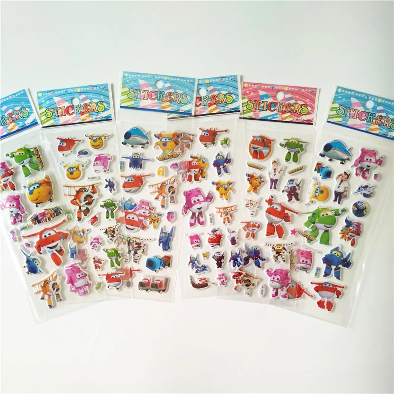 

6 sheets Super Wings stickers for kids Home decor on laptop cute car sticker decal fridge doodle toy Superwings 3D stickers