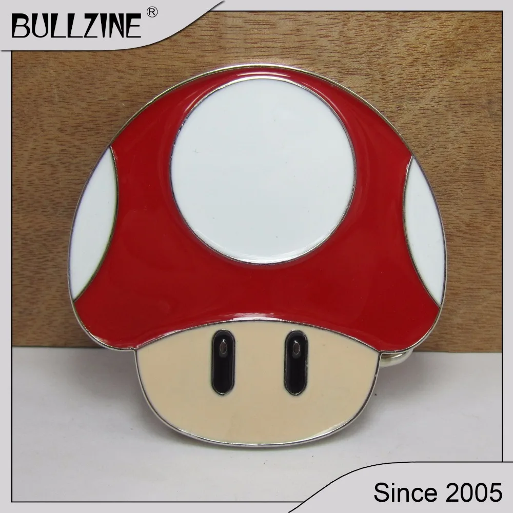 The Bullzine Cartoon mushroom belt buckle with silver finish FP 02047