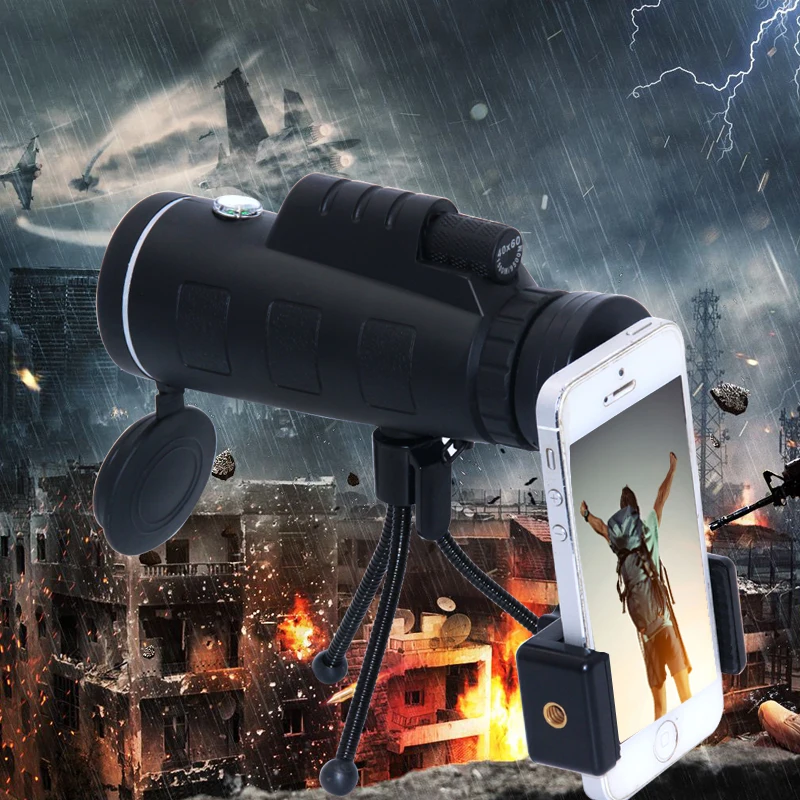 TUOBING AK4 أحادي تلسكوب HD البسيطة أحادي في الهواء الطلق الصيد التخييم نطاقات مع البوصلة الهاتف كليب ترايبود ليلة Vison ل