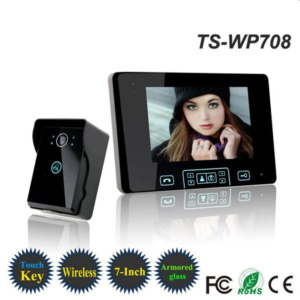 TS-WP708W11 цифровой видеодомофон, дверной звонок TFT Дисплей 2,4 ГГц Беспроводной дверной звонок Высокая чувствительность Ночное видение