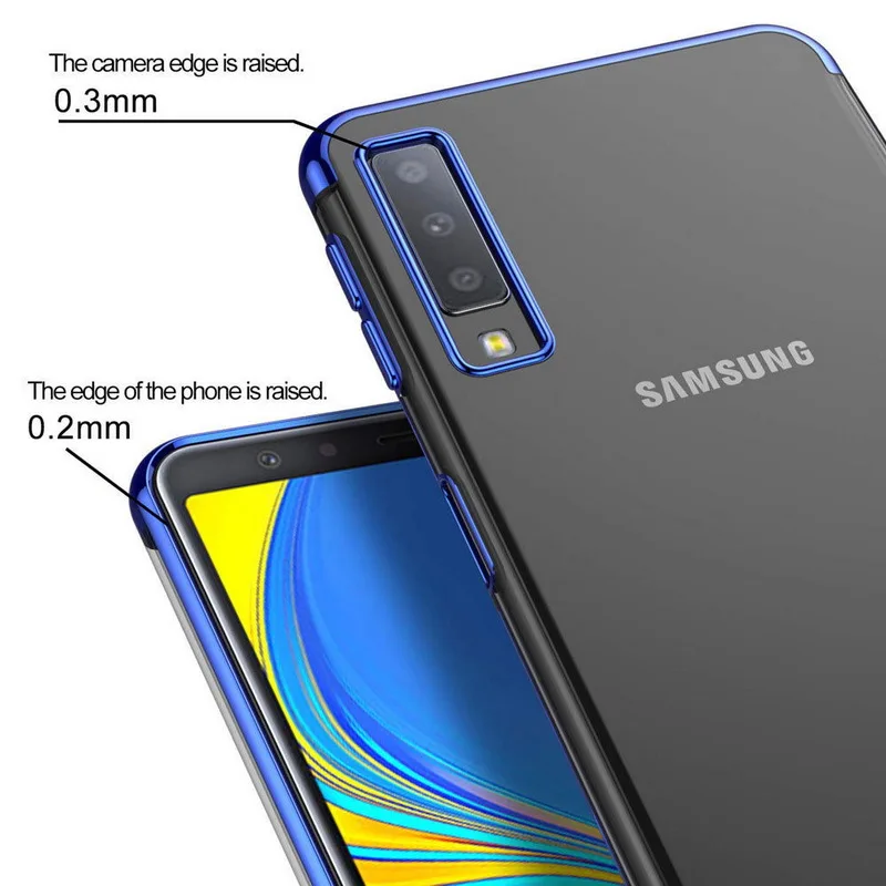 Silicone Case on Case For Samsung A50 Case Transparent Plating TPU Cover For Samsung Galaxy A70 A30 A20 A10 A40 Bumper Case