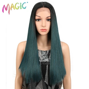 

M Hair Long Lace Front Wigs Synthetic Hair 20"Inch Straight Wigs For Black Women with Middle Part Heat Resistant Fiber Hair
