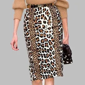 Nueva 2016 Mujeres Del Verano Faldas de Cintura Alta Estampado de Leopardo Sexy Mujeres de Talla grande Hasta La Falda Lápiz Retro|skirt white|skirt zipperpencil camera -