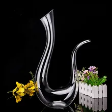 Искусственный выдувной ручной холодной резки бессвинцового кристаллического стекла 700 мл U формы прозрачный винный графин