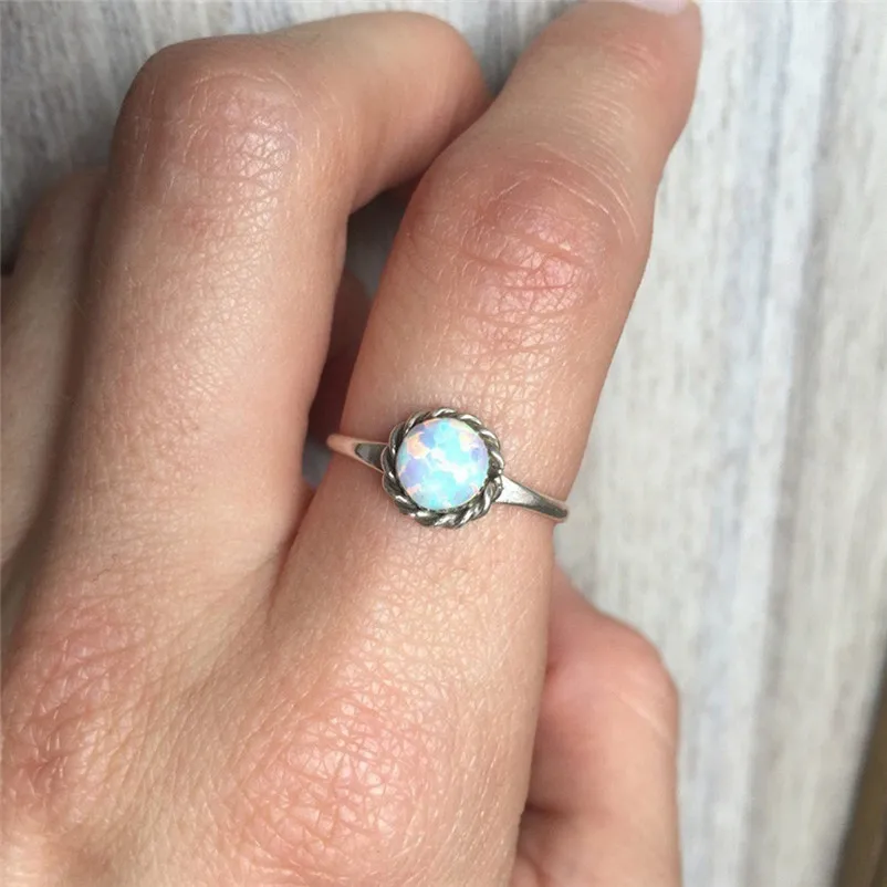 2018 New Arrival Design Natural Gemstone Fire Opal Ring Wedding Engagement Fashion Rings for women Ring Set Anneau Y11#N (8)