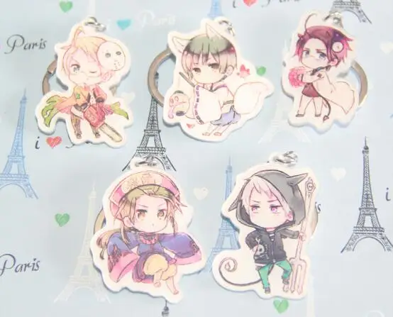 Anime Axis Powers Hetalia APH Cute Acrylic Pendant Keychain Keyring 9pcs//set
