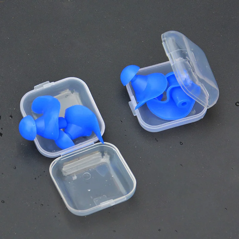 5 компл./лот прозрачный синий ПВХ-силиконовые плавающие затычки ушные для плавания инструмент Мягкая подводная водяная Пыль Водонепроницаемый с коробкой для переноски