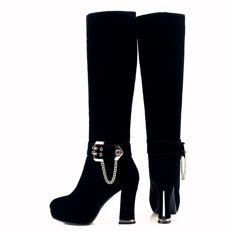 Innen Leder Warm Winter Stiefel Schwarzes Frauen Flock Schnee {zorssar} 2019 Plattform Mode Kniehohe Plüsch Heels Hohe q1xfBFa7wt