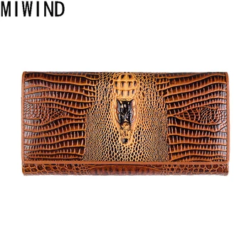 

2017 New Genuine Leather Women Wallets High Quality Clutch Cow Leather Luxury Brand Card Holder phone Perse Crocodile T1139