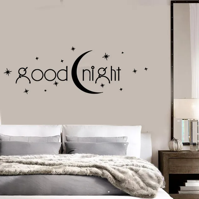 Goodnight Vinyl Wandaufkleber Dekor Schlafzimmer Quote Romantik Mond ... Goodnight Vinyl Wandaufkleber Dekor Schlafzimmer Quote Romantik Mond ...