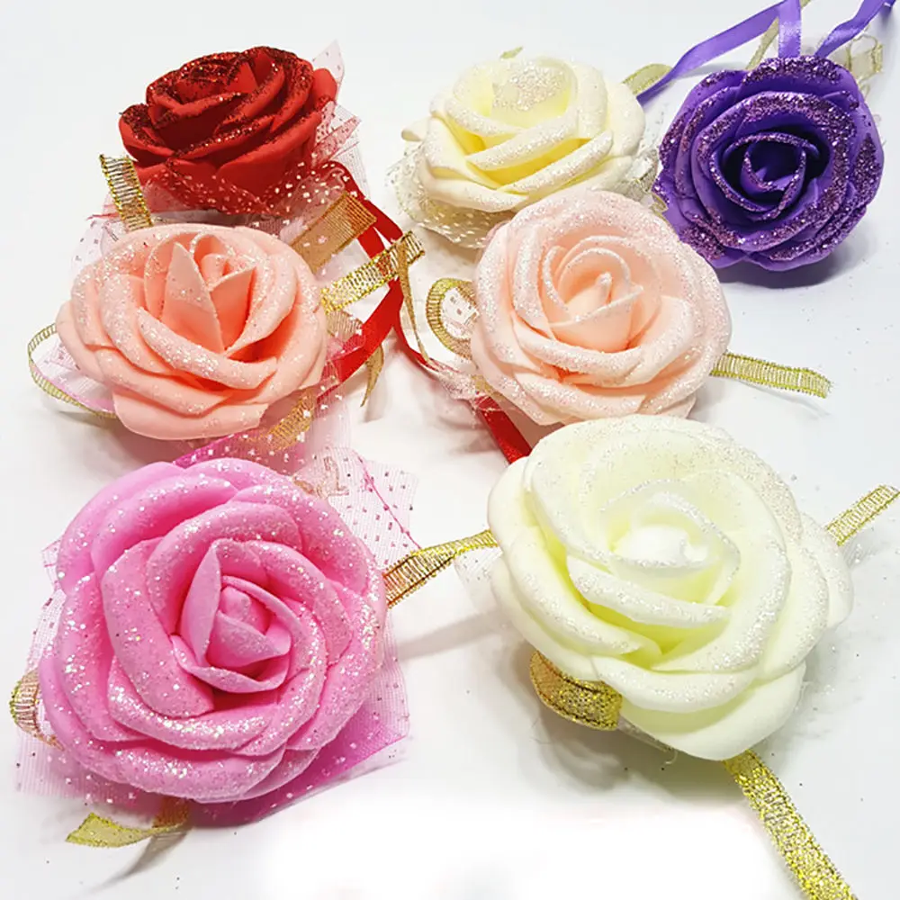 5pc/ lot Rose Wrist Corsage Ribbon Flower Wedding Party Bridesmaid Hand Crafted Engagement party | Дом и сад