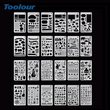 

Toolour 24pcs/lot DIY Craft Layering Stencils for Walls Painting Scrapbooking Stamp Photo Album Decor Embossing Paper Cards