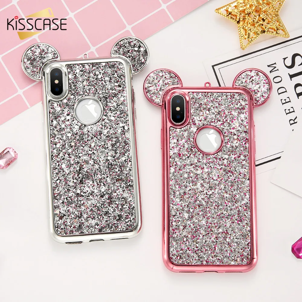 Kisscase Украшение Чехол для iPhone 7 6 plus чехол Блестящий силиконовый 5S SE 5 мягкий TPU X