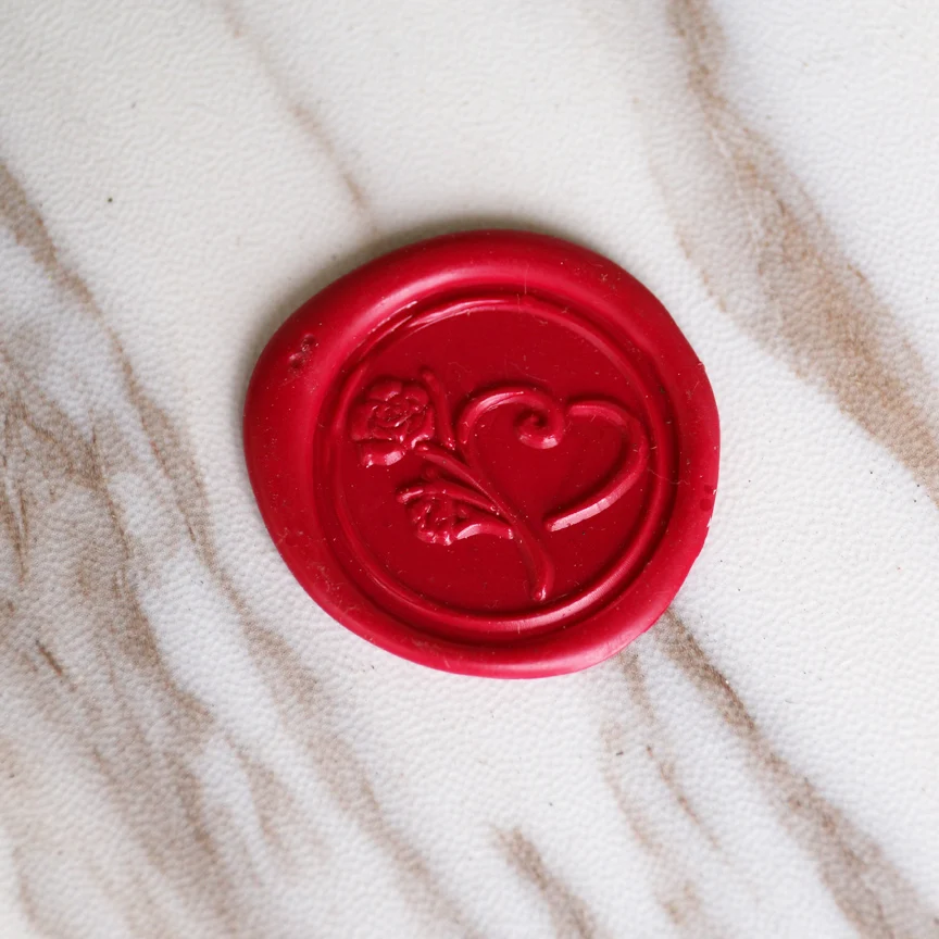 Heart rose wax seal stamp,romantic love sealing wax for wedding,gift