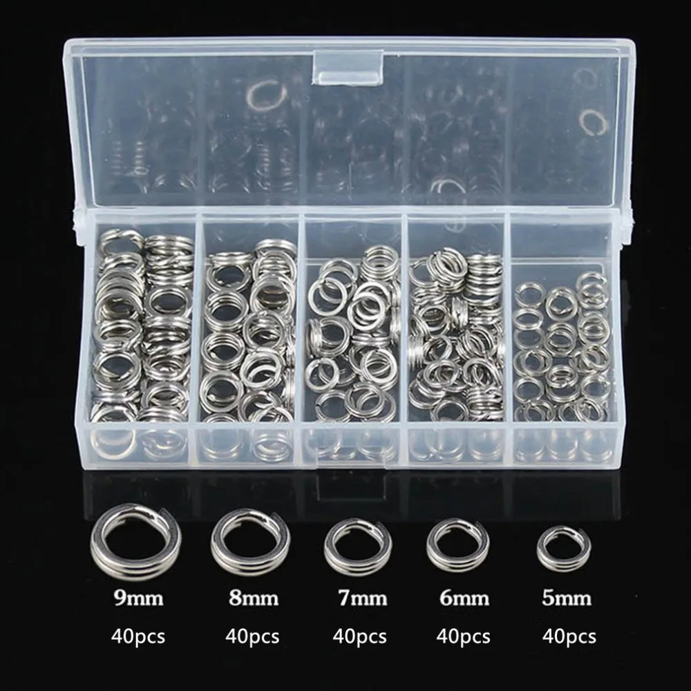 

NEW 200 pcs Stainless Steel Solid Flatten Double Circle Split Rings Connectors Iron Plate Lure Hook With Connecting Fishing Gear