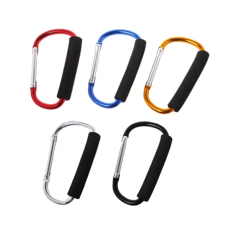 

New 1 Pc Aluminum Alloy Carabiner Sponge Handle Buckle Shopping Baby Stroller Hook Clip Climbing Accessories Random Color
