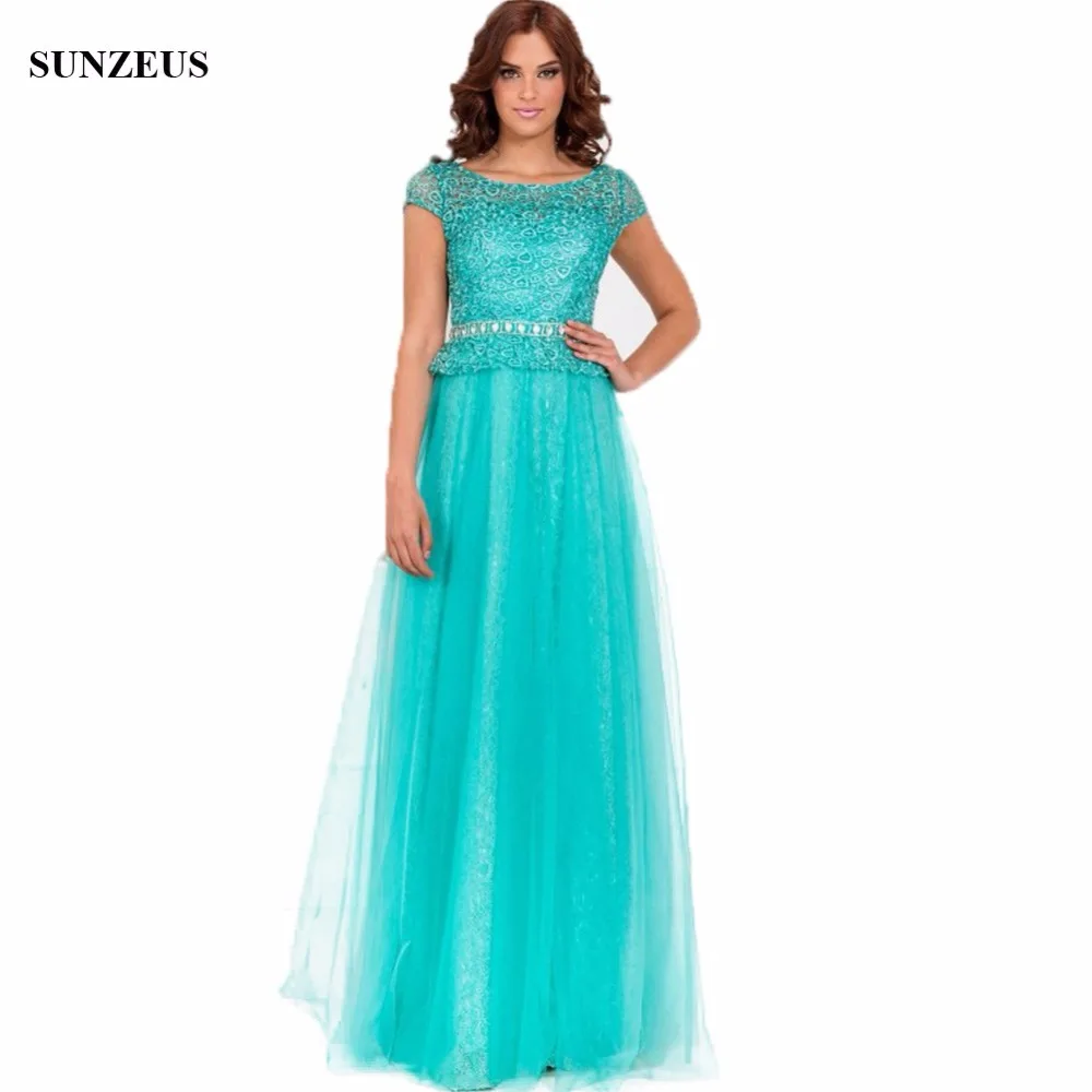 Turquoise Moeder Van De Bruid Jurken A-lijn Cap Mouw Kant Bruiloft Gast Jurk Lange Tulle Moeder Formele Party Gown CM026 Turquoise Moeder Van De Bruid Jurken A-lijn Cap Mouw Kant Bruiloft Gast Jurk Lange Tulle Moeder Formele Party Gown CM026