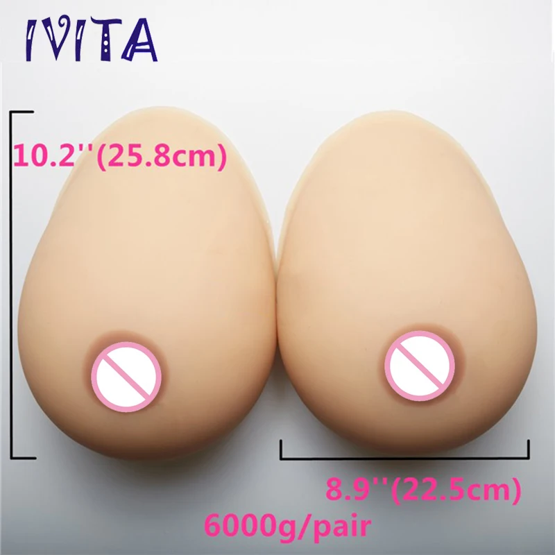 IVITA 6000g Beige Large Crossdresser Breast Forms Huge Boobs 1 Pair