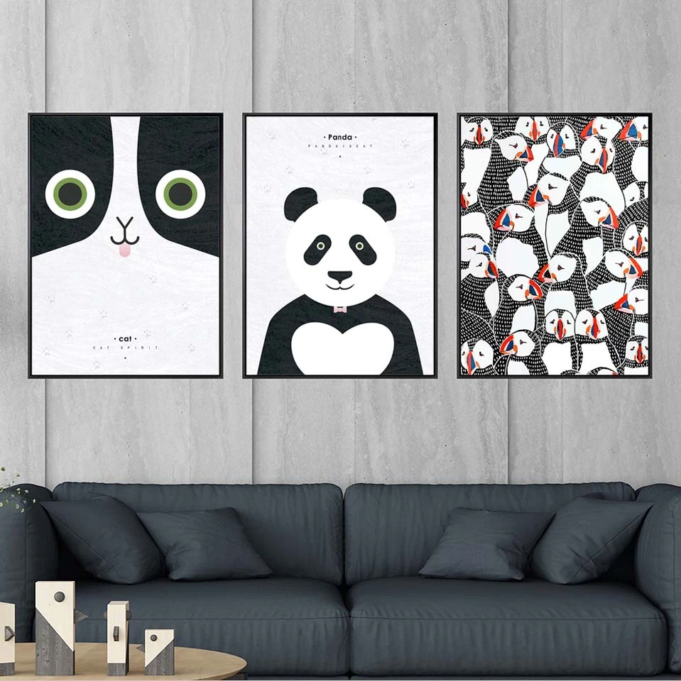 Wall Art Canvas Posters Prints Nordic Love Quote Paintings Black White Wall Picture For Living Room Cartoon Panda Zebra Peguin Painting Calligraphy Aliexpress