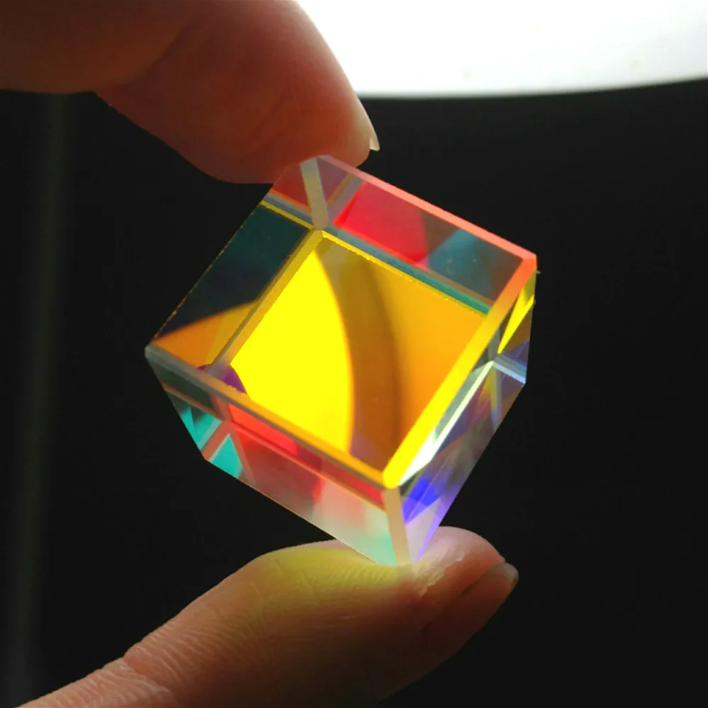 23*23*23mm Six-Sided Bright Light Cube Optical Stained Glass Prism 