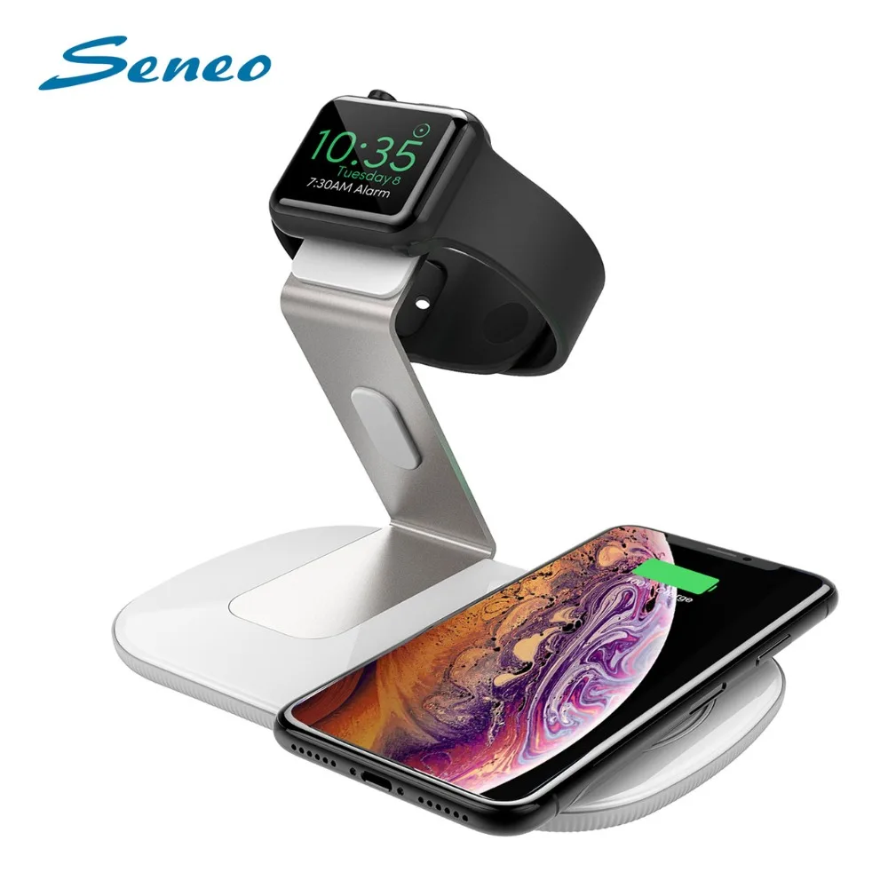 

Seneo Qi Fast Wireless Charger Charging Stand 2-In-1 Phone Charger Qi Charging Pad Holder For Huawei Samsung iPhone XS MAX/XS/X