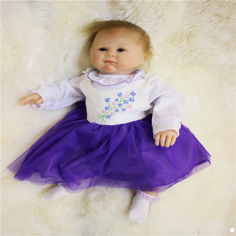 SanyDoll 19 дюймов 48 см Силиконовые Детские куклы reborn, реалистичные куклы reborn красивое платье подарок на день рождения