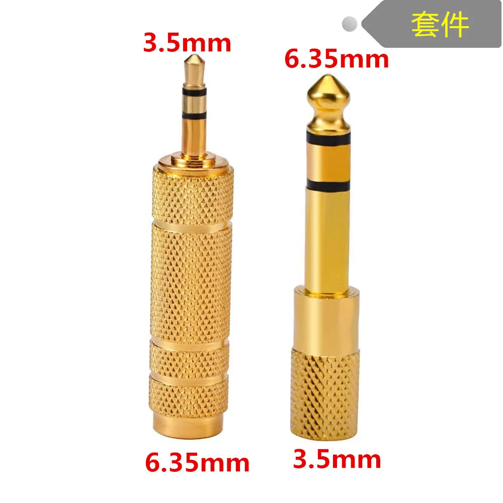 

2 Pack Headphone Adapter 6.35 mm Male to 3.5 mm Female Stereo Adapter Plus 3.5 mm Stereo Male to 6.35 mm Mono Female, Gold