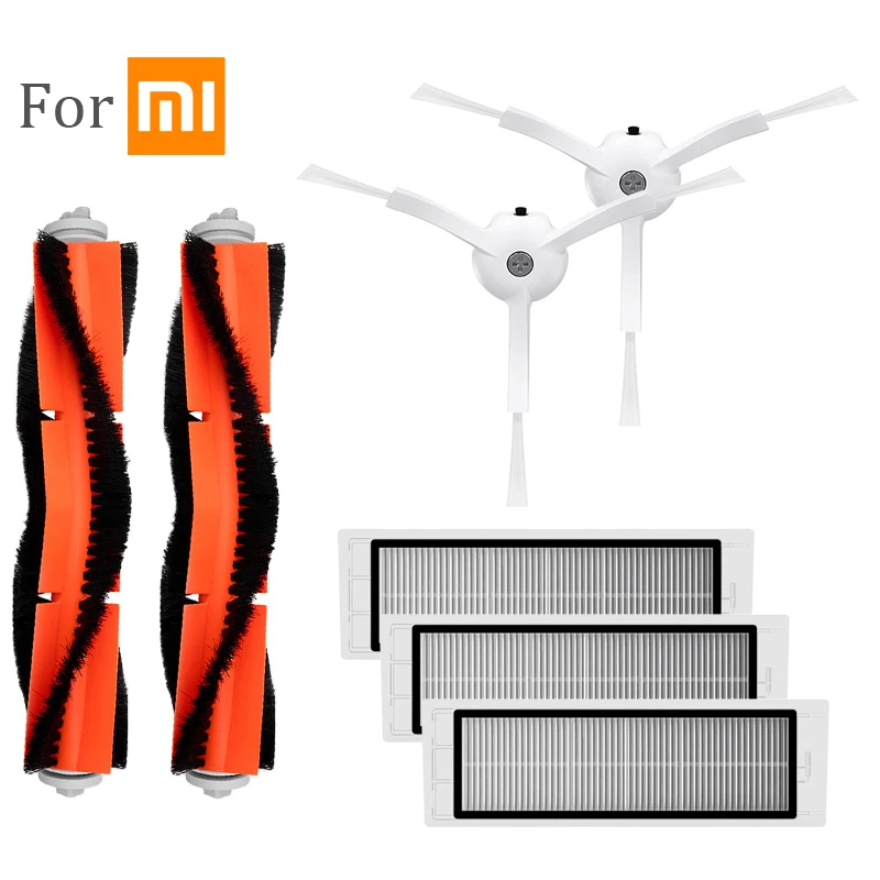 

For Xiaomi Mijia Roborock Robot Vacuum Cleaner Spare Parts With 2*Side Brush 2*Main Brush 3*Washable HEPA Filter Accessories