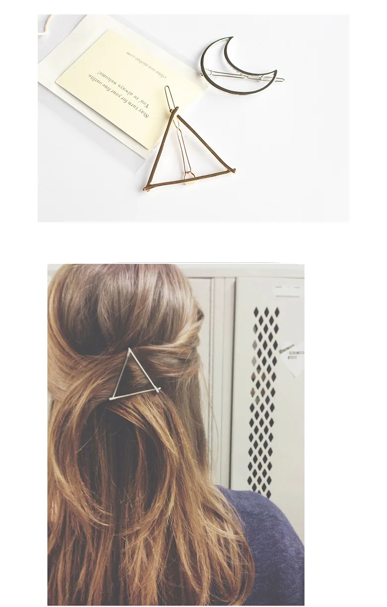 Hot Sale Women Fashion Hair Accessories Gold Silver Geometric Hairpins Elegant Barrettes Lips Hairgrips Hair Ornament Headbands