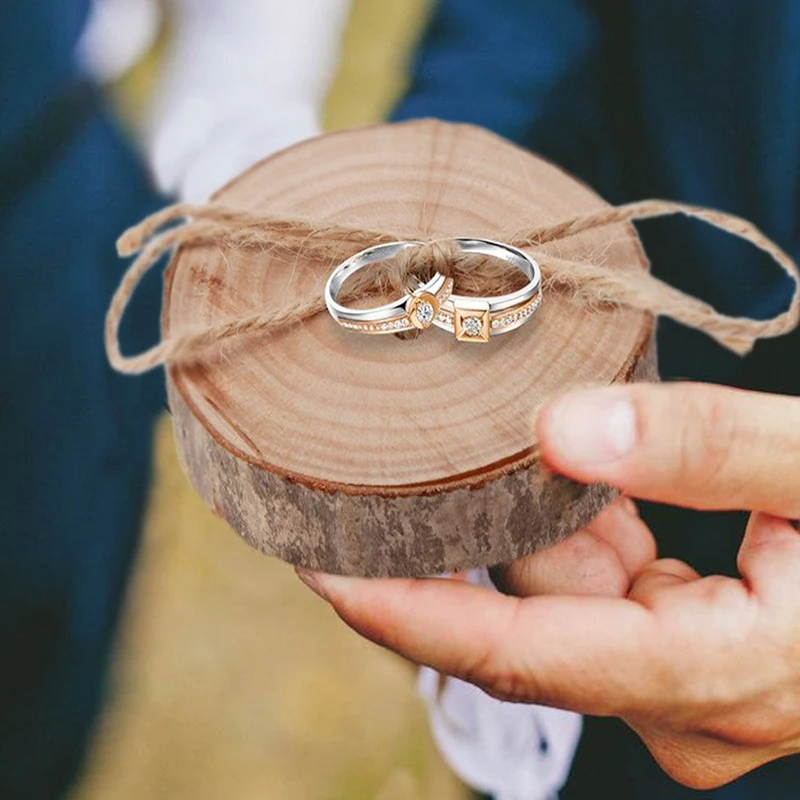 

1pcs Rustic Shabby Chic Wedding Wooden Ring Pillows Hot New Engagement Ring Holder Village Wooden Wedding Tie Original Products