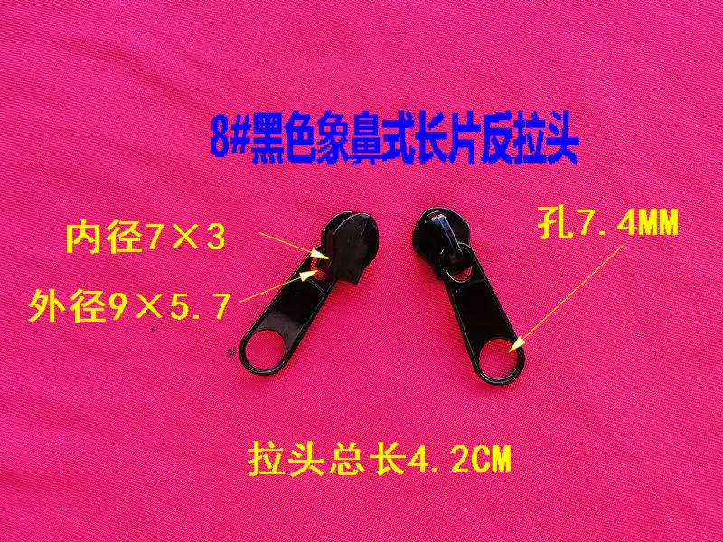 8 Long Single Puller Black Zipper Slider 10Pcs For DIY Fix a Waterproof Zipper Repair Sewing