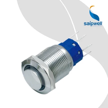 

19mm Self Lock Type High Flush Head Mini Push Button Switch / Nickel Plated Brass-Enclosed Switchgear with LED (SP19-C2)