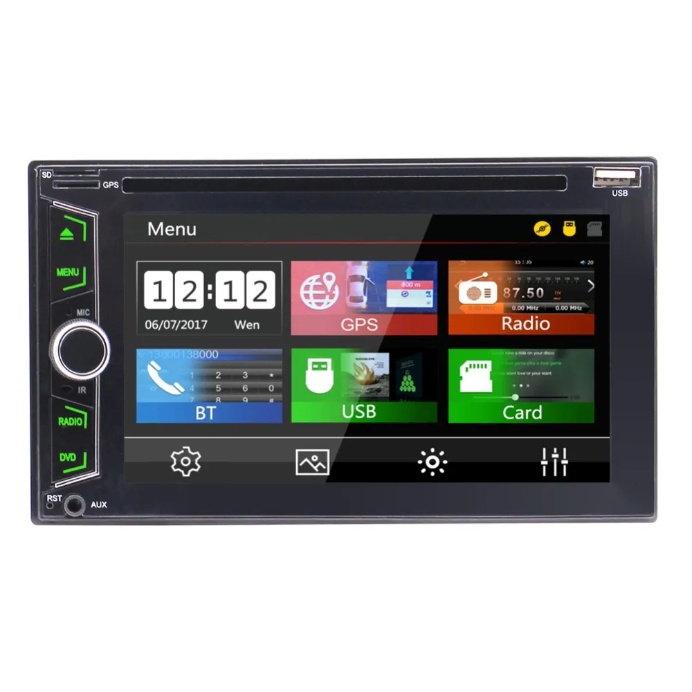 In Dash Headunit Support 1080P Video 6.2" Touch Screen In Dash Double