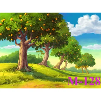 

Cartoon Fruitful Trees Kids Polyester Washable No Crease Background Photography Backdrop Studio Photo Prop Photographic Seamless