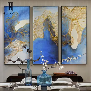 

Fantastic Design of Colors Blue and Yellow Floating Music Free Joyfull Spirit Modern Painting HD Oil Canvas Printing Mural Decor