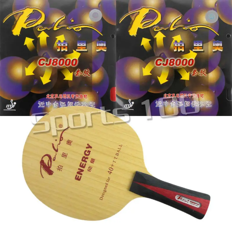 

Pro Table Tennis Combo Paddle Racket Palio ENERGY 03 Blade Long Shakehand-FL with 2x CJ8000 H38-41 Rubbers