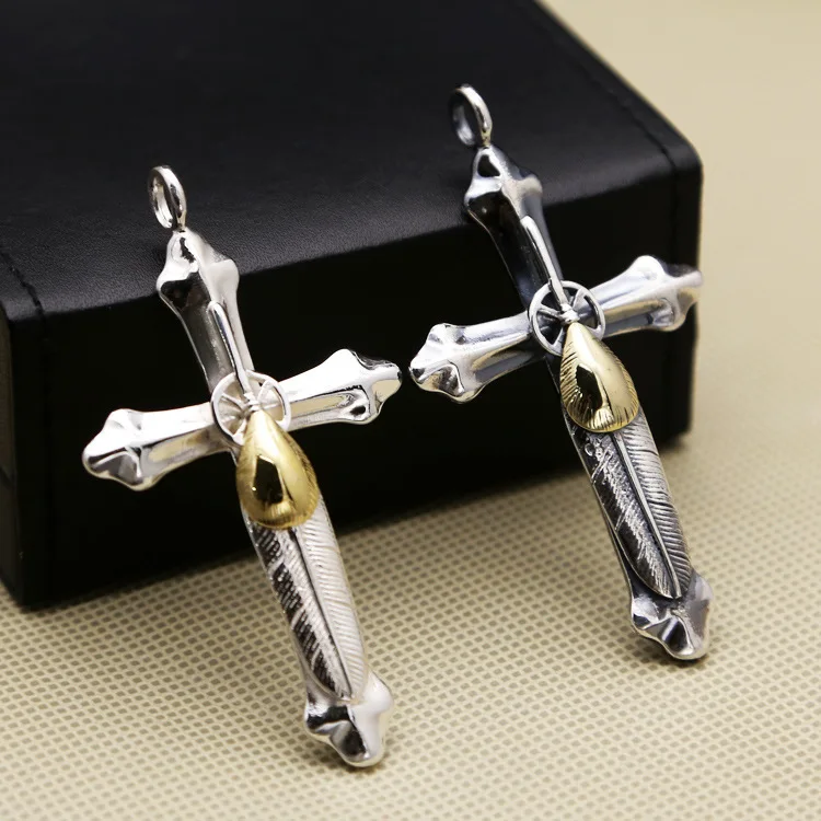 

2019 Real Asg Ornaments Thai Restoring Ancient Ways Is Han Edition Fashion Feather Personality Men's And Women's Cross Pendant