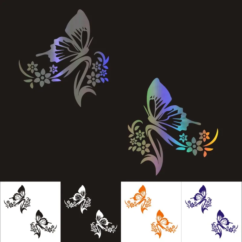 

Car Stickers 18.4CM*20CM Flowers And Butterfly Motorcycles Decoration 3D Reflective Car Styling BUY 2 SAVE HALF Custom Sticker